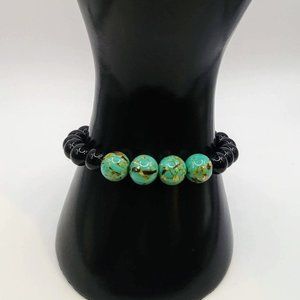 Howlite And Onyx Gemstone Bracelet